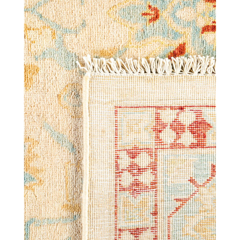 Hand-Knotted Ivory Wool Rectangular 8' x 10' Area Rug