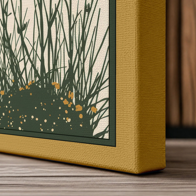 Wildflower Meadow Botanical - Wrapped Canvas, 24x16 - 61.0 x 40.6 cm, Ochre Border