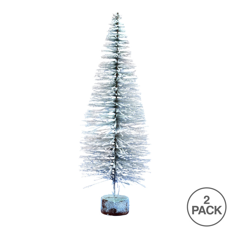 Ensemble 2 pièces de sapin de noël artificiel Village Flocked