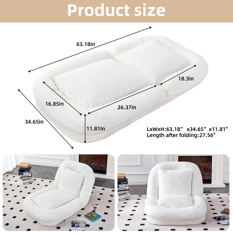 Chaise longue pliante rembourrée avec dossier réglable Jora, Peluche beige