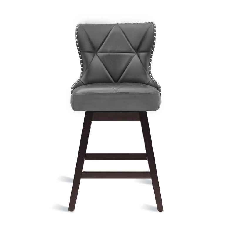 Tabouret de comptoir pivotant 26 po Arabele, 1, Gris foncé, Marron foncé