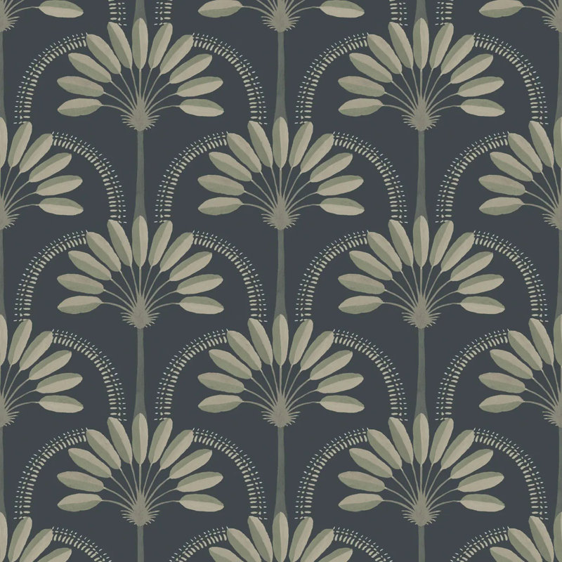 Palm Arches - Papier peint, Nuit dorée, Papier de qualité supérieure, Non-Pasted