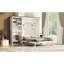 Grand lit escamotable avec bureau intégré et armoire de rangement multicouche, blanc