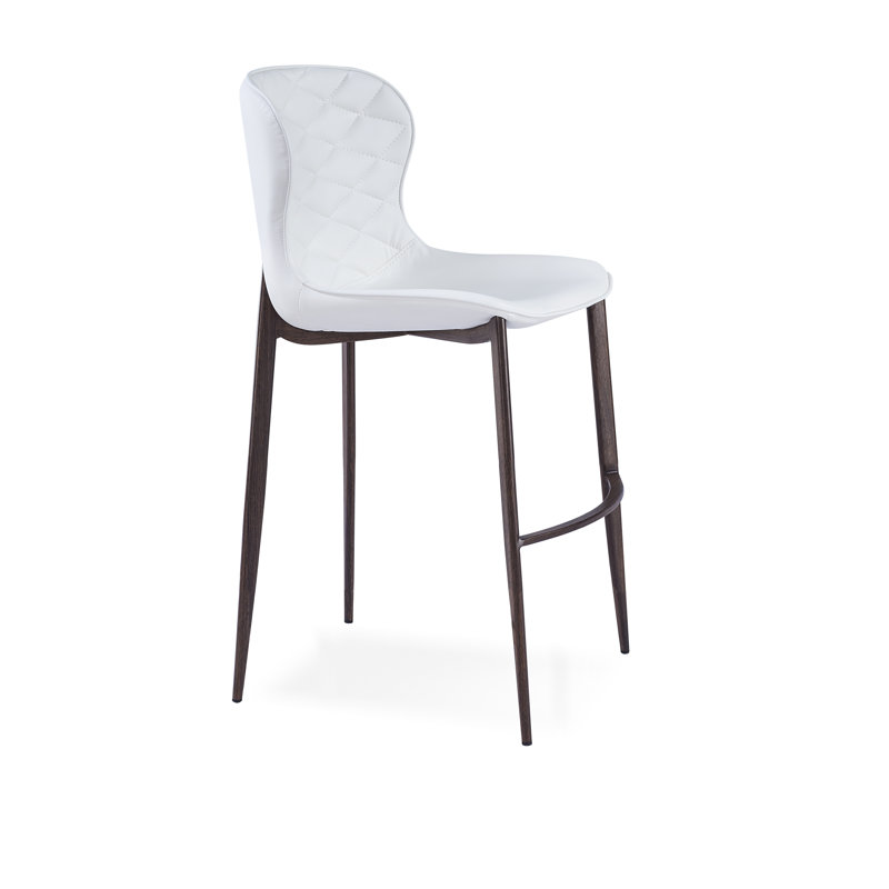 Tabouret de bar et de comptoir Albert, Blanc, Placage de bois, Tabouret de comptoir (siège d'une hauteur de 24 p
