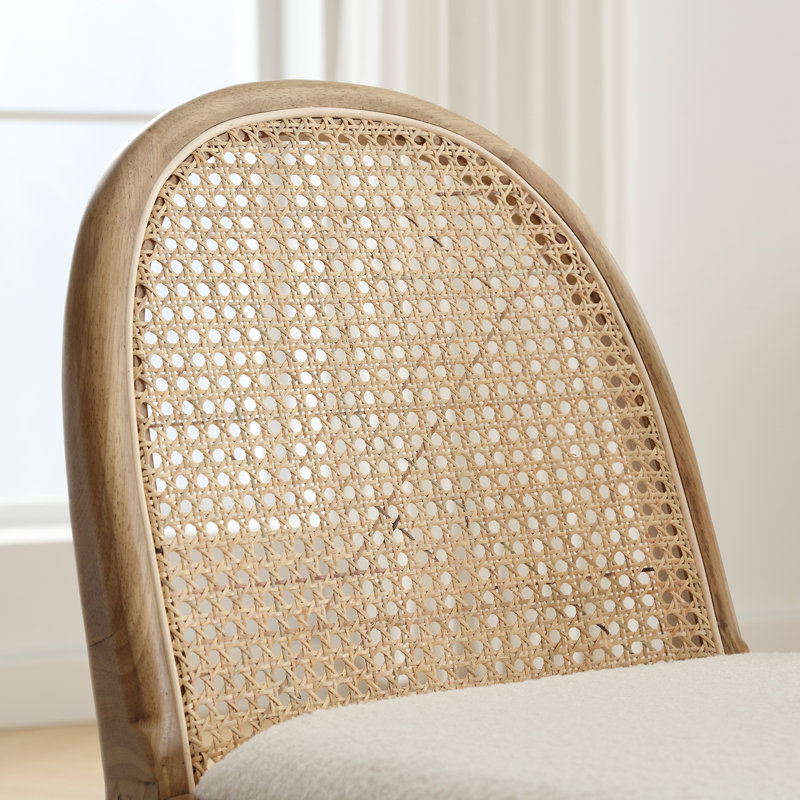 Kashtyn Fabric Solid Back Side Chair, White, Wood