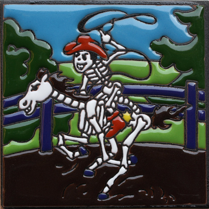 TalaMex Rodeo Time. Carreau d'argile Day-Of-The-Dead
