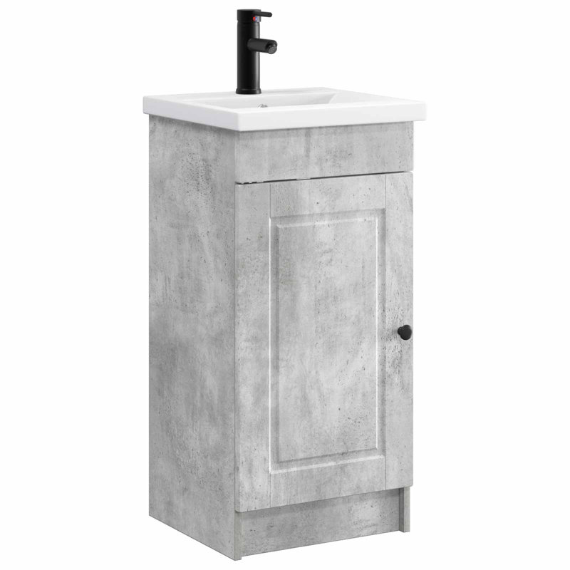 Single Bathroom Vanity with Ceramic Basin, Concrete Grey