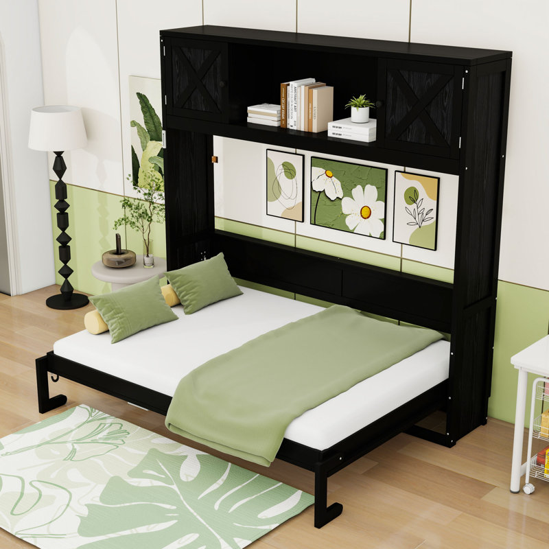 Full Murphy Bed with Storage Cabinets