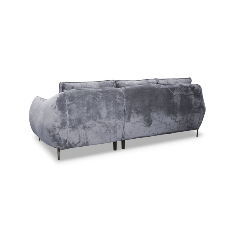 Adly 3 Seater Fabric Sofa & Chaise, Grey, Left Hand Facing