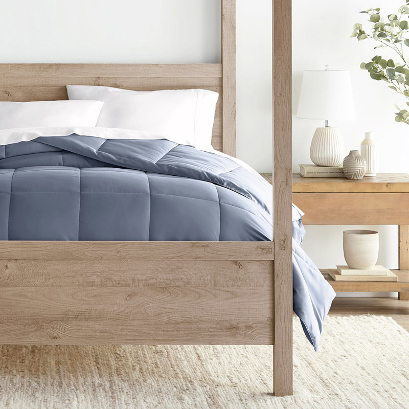 Comforter Solid Color Lightweight Microfiber All Season Down-Alternative Ultra Soft Bedding, Stone Gray, Queen