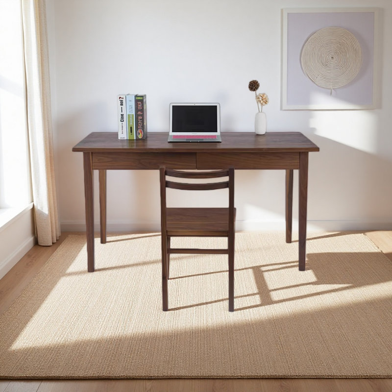 Bureau entièrement en bois de noyer noir, H 29,52 po x l 55,11 po x P 27,55 po