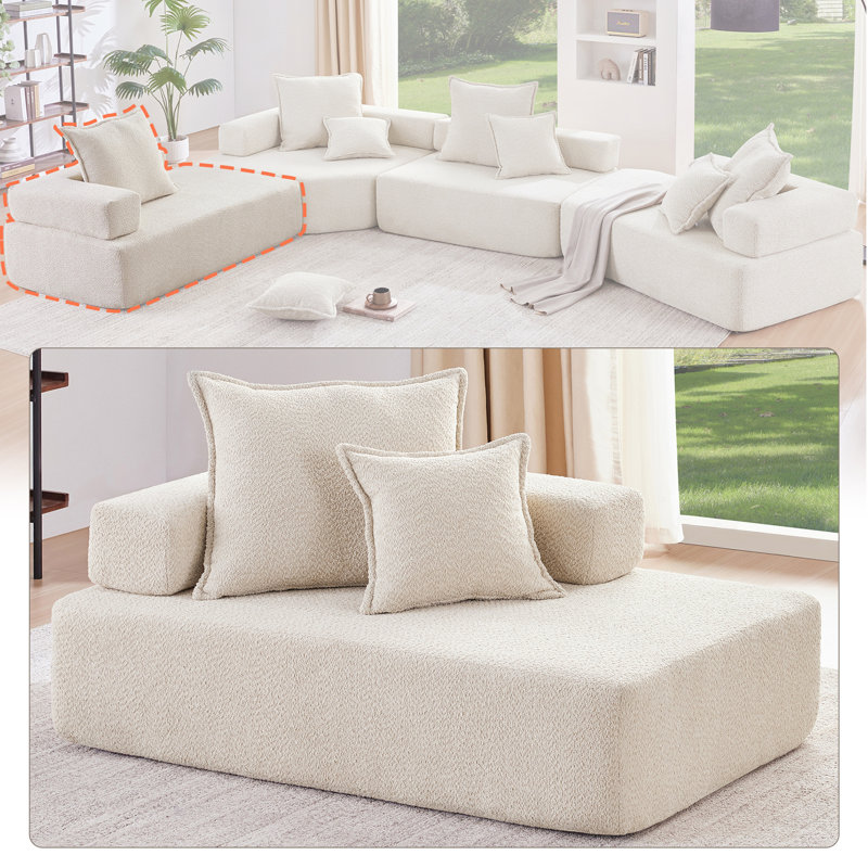 Lounge Frame for Oversized Modular U Shaped Sectional Sofa,Luxury Boucle Floor Couch,Convertible Compressed Couch,Spacious Foam-Filled Sofa for Living Room