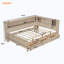 Lit en bois avec 3 tiroirs de rangement et tablettes