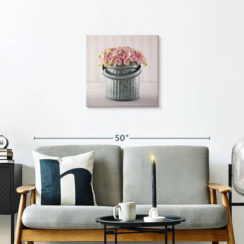 Harnek Bucket Of Hydrangeas, 20" H x 20" W