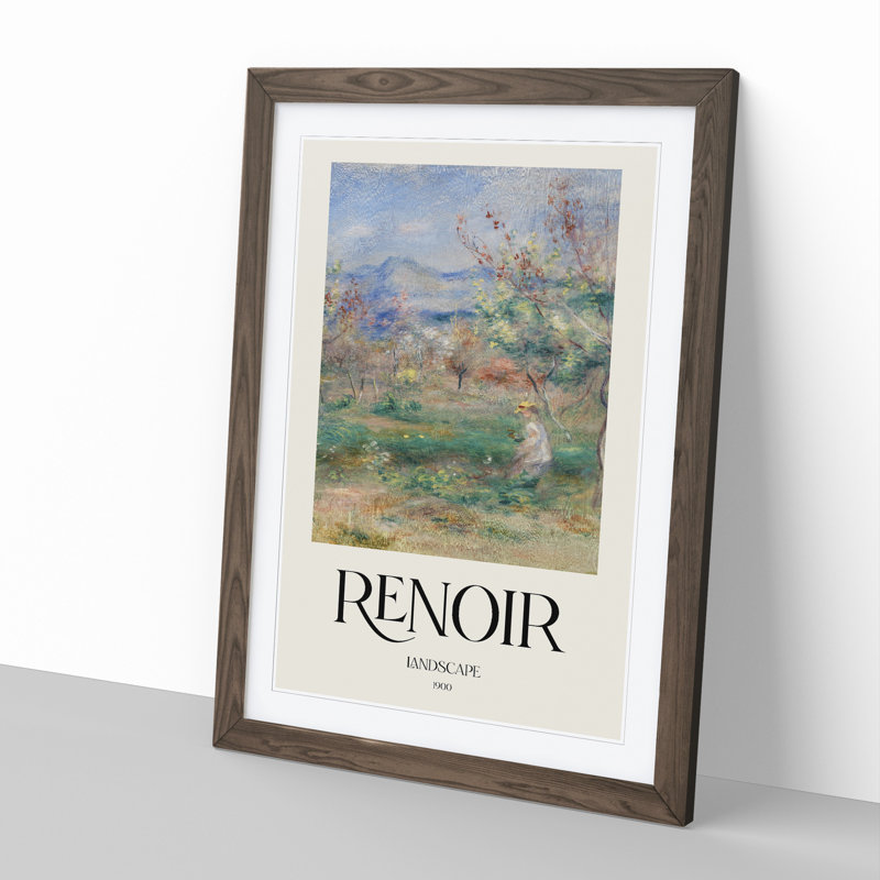 Girl In A Landscape by Pierre-Auguste Renoir - Single Picture Frame Print, 48cm H x 36cm W x 2cm D, Walnut Framed
