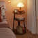 Vernestine Round End Table Side Table with 3-Tier Shelves