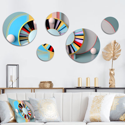 Ensemble de 5 décorations murales en métal aux tons pastel I