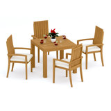 2 Seats 3 Pcs Grade-A Teak Wood Dining Set: 36" Square Table And 2 Goa Stackng Arm Chairs #11GO0802