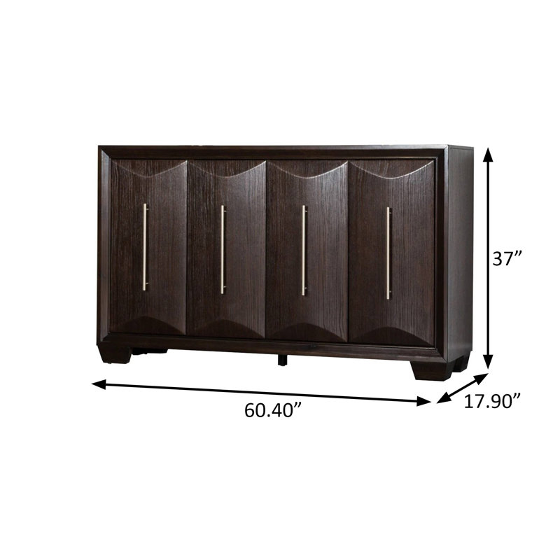 60.4"W Transitional Server, Espresso, Brown
