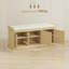 Élégant banc de rangement pour chaussures en rotin tissé avec coussin, tablettes réglables, parfait pour les vestibules et les salons