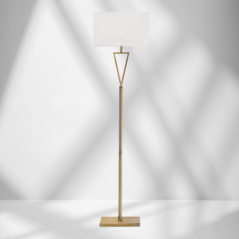Sevastian 157cm Rectangle Slimline Floor Lamp, Ivory/White, Polished