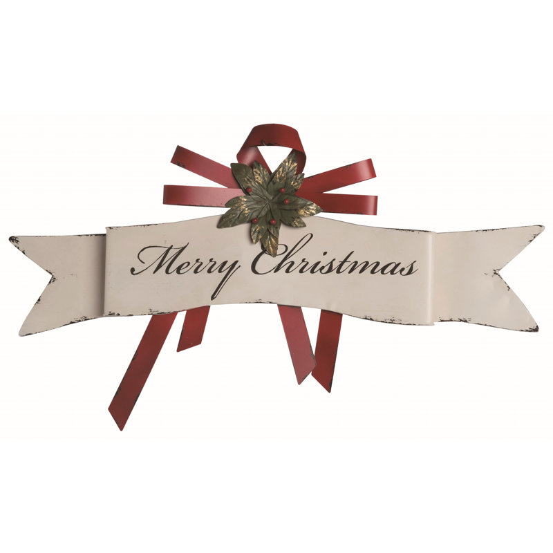 Décoration murale en métal Merry Christmas Banner