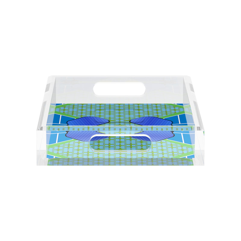 Abstract Decorative Tray, 2" H x 12.5" W x 7.75" D, Blue/Green