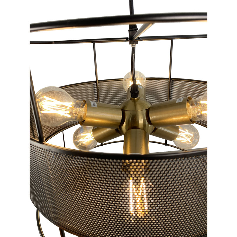 Lustre à abat-jour cylindrique 6 lumières