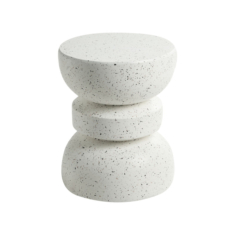 Pedestal End Table, White
