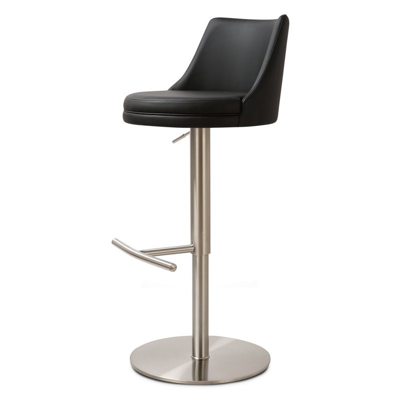 Tabouret de comptoir pivotant lisse Yark, Noir