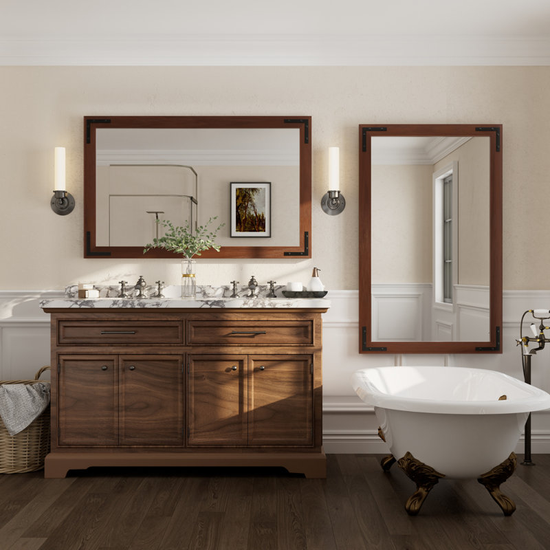 Miroir mural Amara Rustic Farmhouse, Brun, 48 po x 30 po