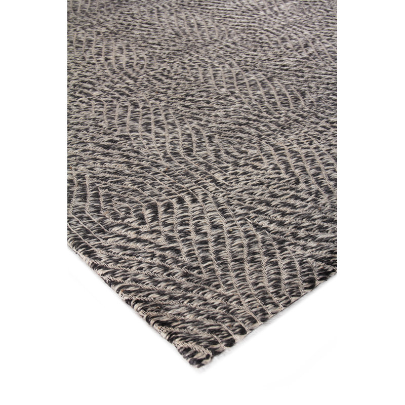 Woven Earth Wool Geometric Area Rug in Silver, Rectangle 10' x 14'