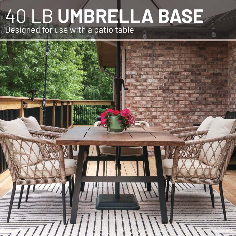 Poids américain: 40 lb Base de parasol d'extérieur carré en béton préfabriqué blanc, Blanc