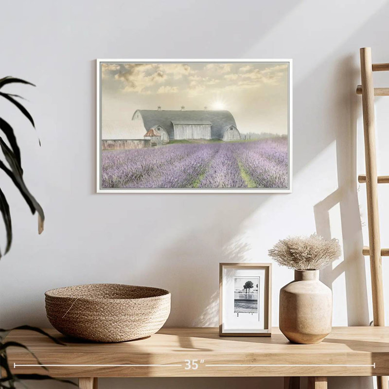 Lavande matinale, 19 po x 13 po, Cadre flottant blanc