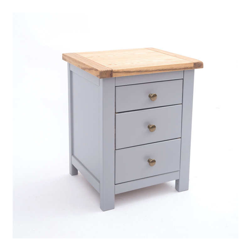 Genesee 45cm W Solid + Manufactured Wood Bedside Table, Grey/Gold