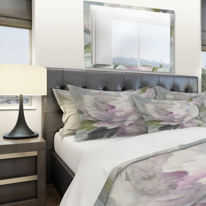 Twilight Peony - Floral Print Duvet Cover Set, King Duvet Cover + 2 Shams