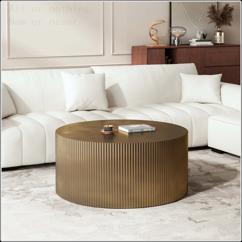 Table basse ronde à rayures Minimalist Wave - 35,83 po