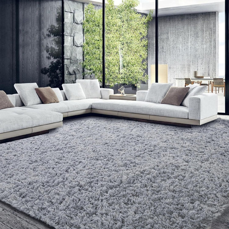 Gray 9' x 12' Shag Memory Foam Area Rug