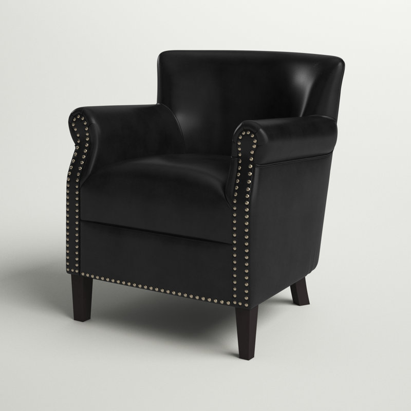 Gail Upholstered Accent Chair, Charcoal Faux Leather