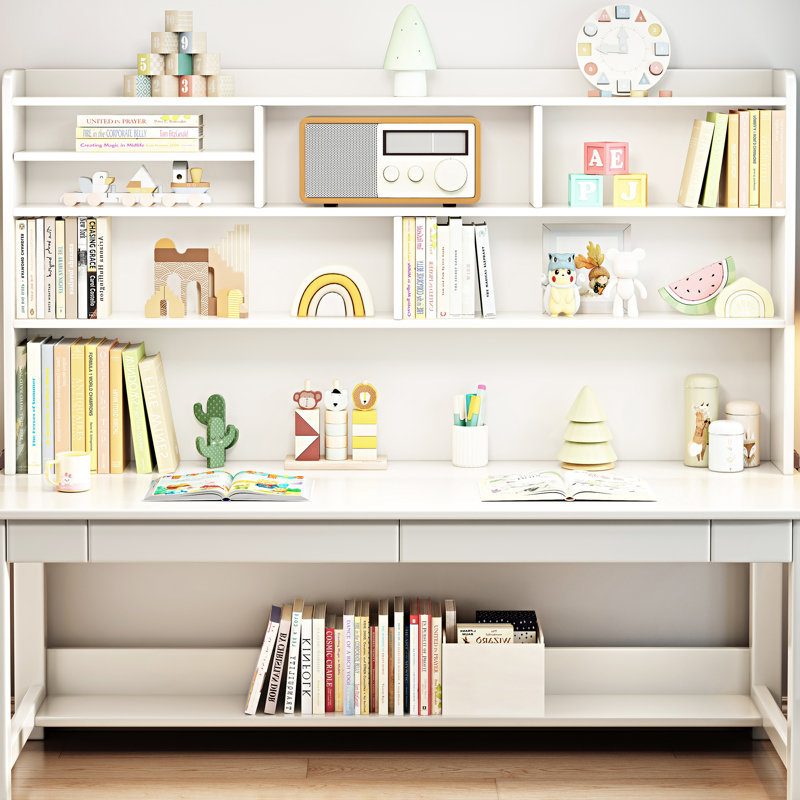 Kids Writing Desk Study Learning Computer Table with Chair, White