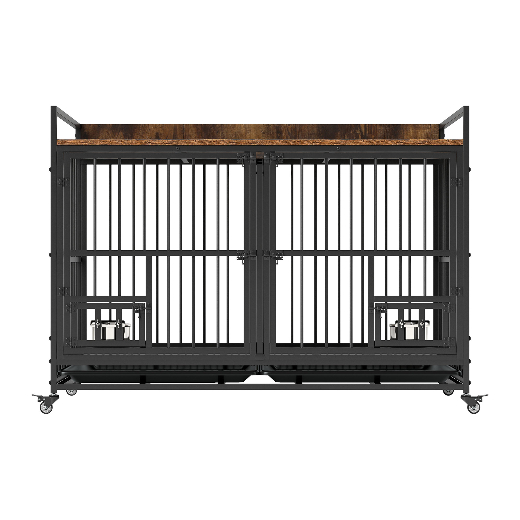 Archie & Oscar™ Adjustable Heavy-Duty Dog Crate with Swiveling Feeding ...