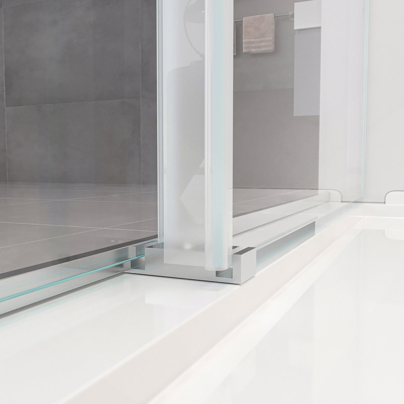56-60 * 76 "Porte de douche coulissante double sans cadre à fermeture en douceur avec verre trempé de qualité supérieure (8 mm) et revêtement facile à nettoyer