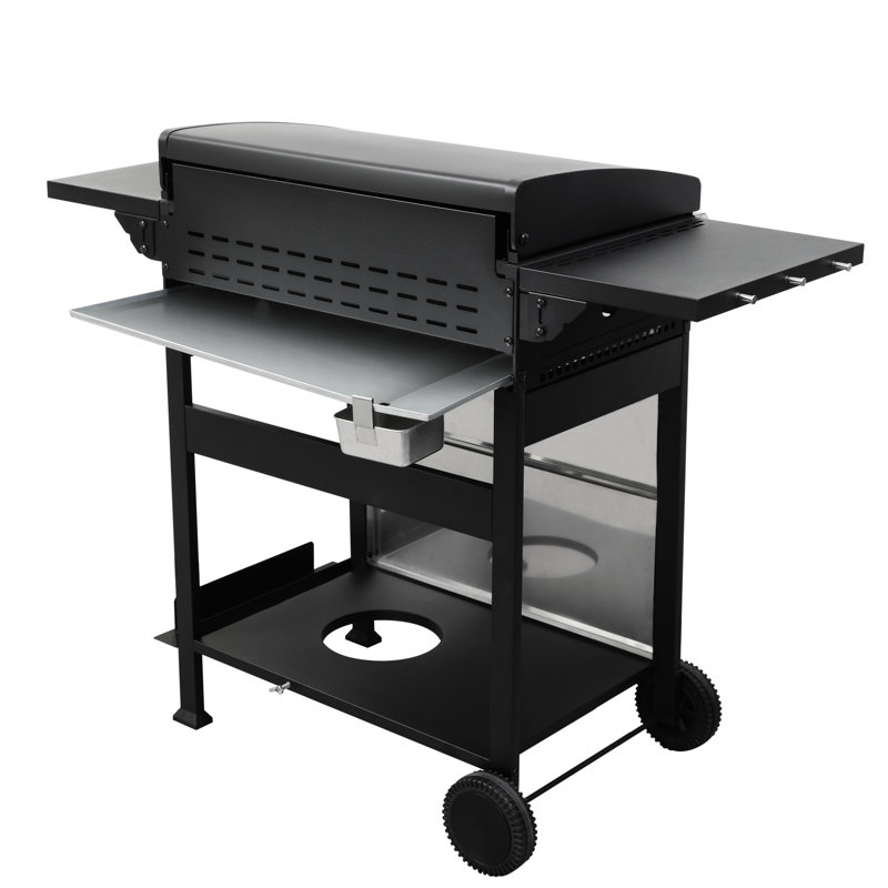 Barbecue d'extérieur au gaz propane 4 49200Btu, ss, grilles de cuisson en émail, table d'appoint pliable, support à panier suspendu 49200Btu,