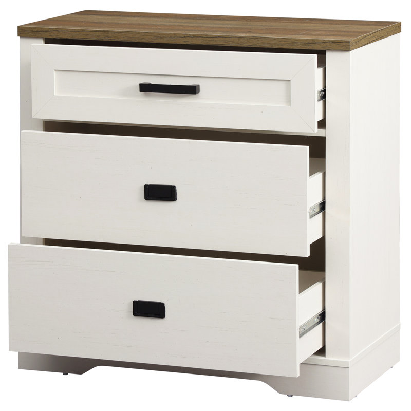 Commode Mid-Century à 3 tiroirs Laziza , Blanc