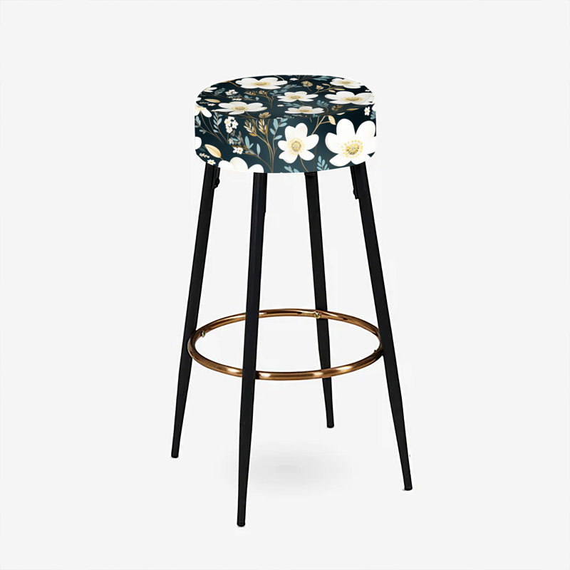 Elodea - Ensemble de 2 tabourets de bar à imprimé, Mystic blanc et bleu sarcelle Splendor Gardens