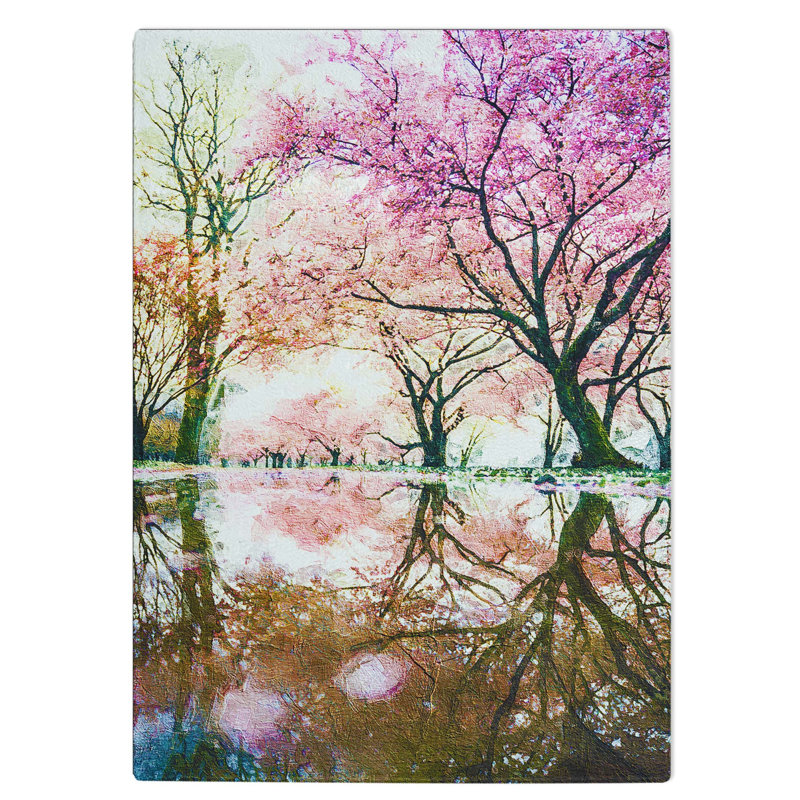 Tempered Glass Reflection of the Blossom Trees Chopping Board, 20 cm W x 28.5 cm L
