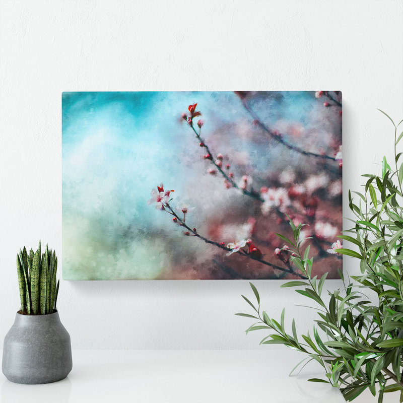 Pale Pink Cherry Blossom Tree - Wrapped Canvas, 35cm H x 50cm W x 3cm D
