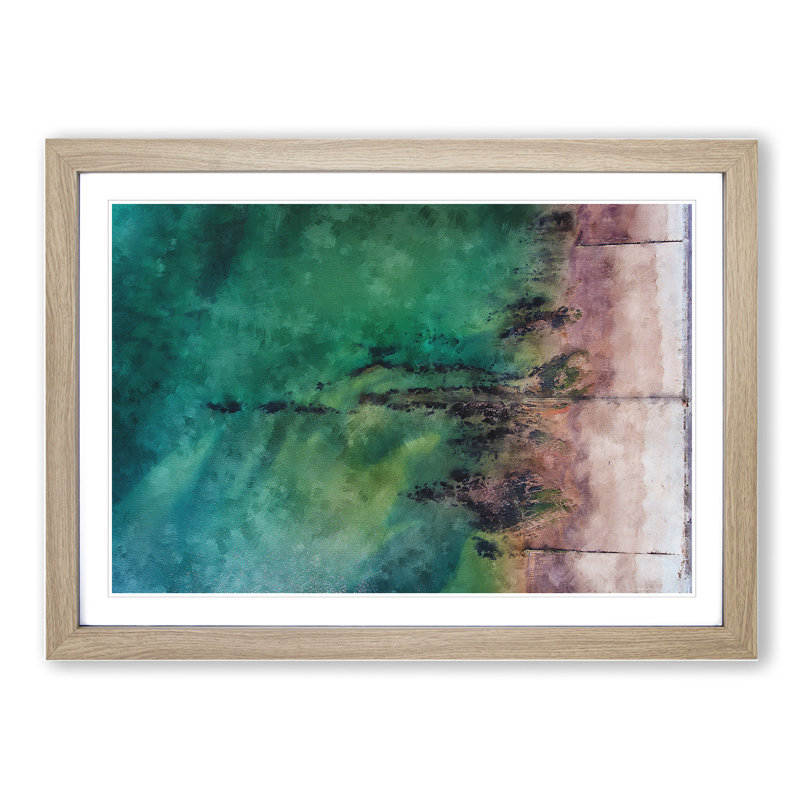 The Jurassic Coast in Dorset Painting - Framed Print, 27cm H x 36cm W x 2cm D, Oak