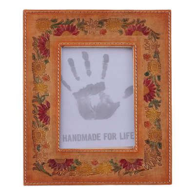  Handmade Floral Memory Leather Photo Frame (4X6)