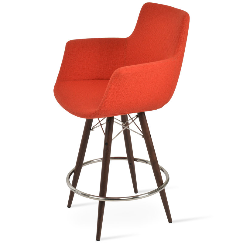Tabouret Bottega MW, Tabouret de bar (28,5 pi Hauteur du siège), Noyer, Orange